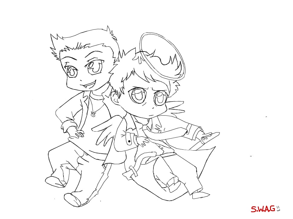 Castiel si Dean-chibi