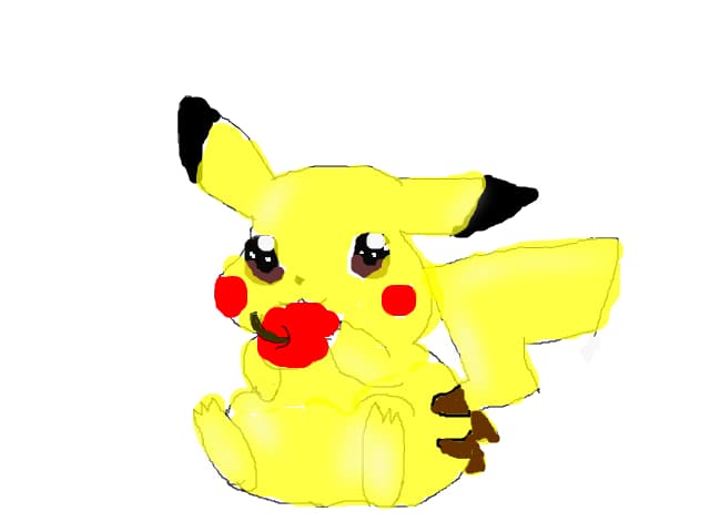 Pikacu mancand un mar