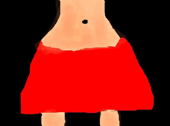 a girl with red skirt