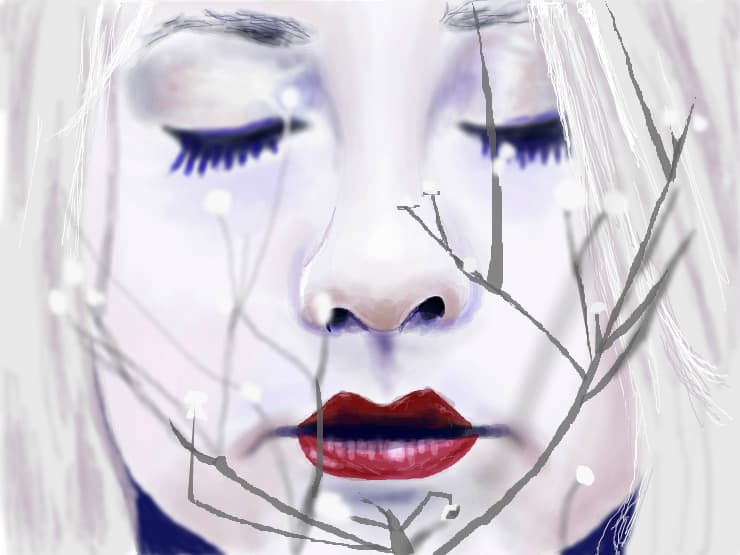 Red lips,pale face