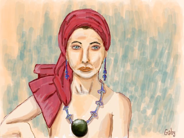 portret cu esarfa`