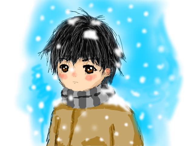 a boy in the snow