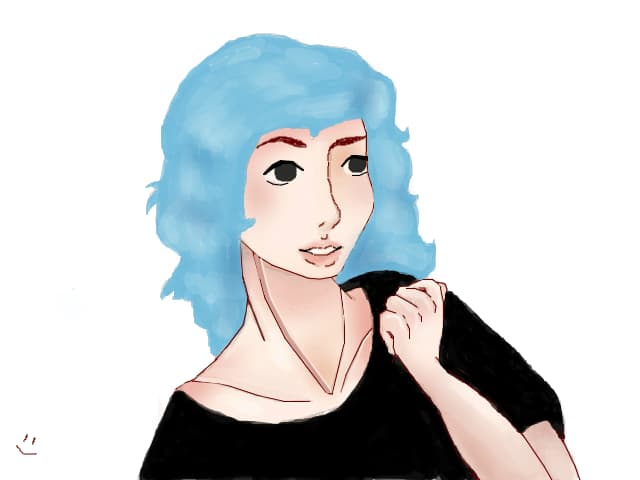 Blue hair .