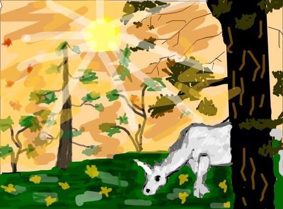 Desen 20093 modificat:unicorn in padure