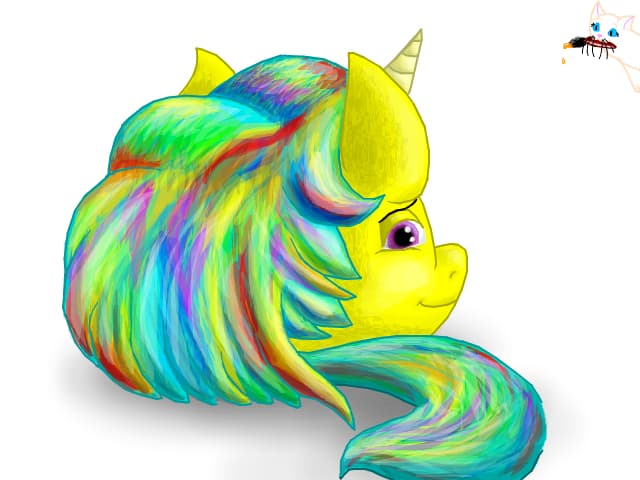 That unicorn puffle has a rainbow hair... (+Jeanette pisica :) )