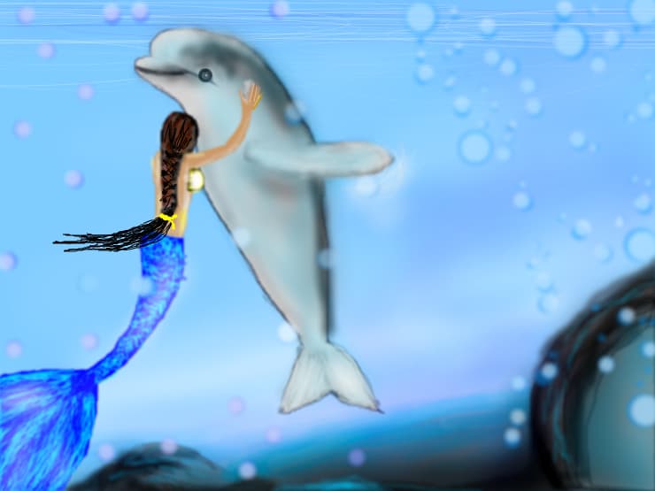 Mermaid and dolphin