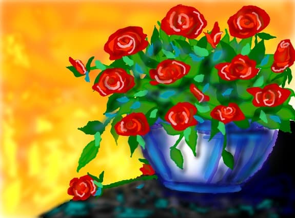 Blue Bowl of Roses