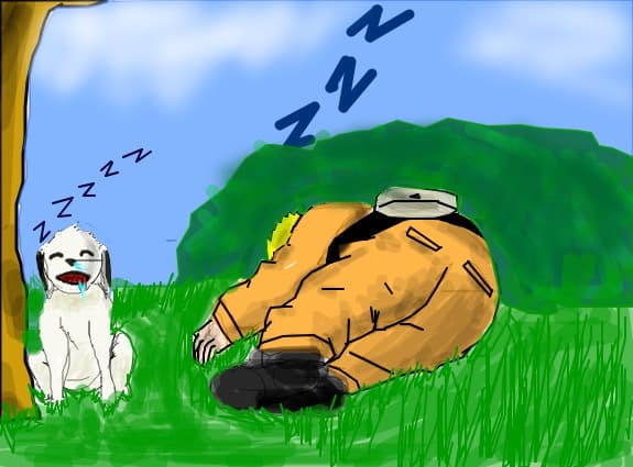 naruto si akamaru dormind....by the_pirate
