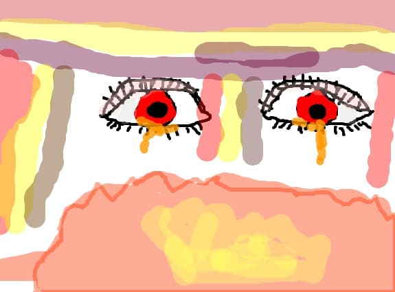 red eyes...