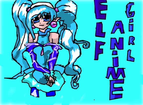 Anime Blue Elf Girl
