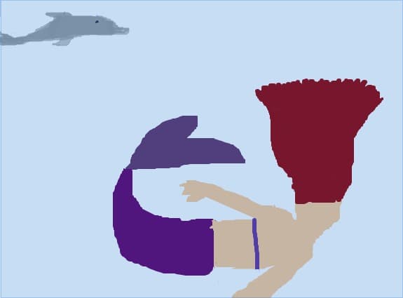 O sirena si un delfin pe sub apa...