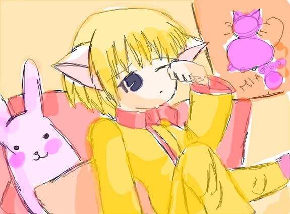 m-am juat prea mult la calculator sa iau o pauza imi e cam somn ma uit la TV  anime kitty girl mew m