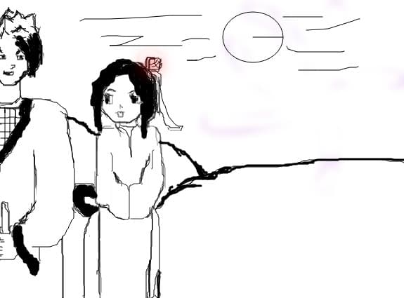 manga couple and a rose rose