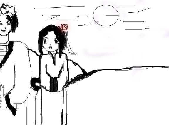 manga couple and a rose rose
