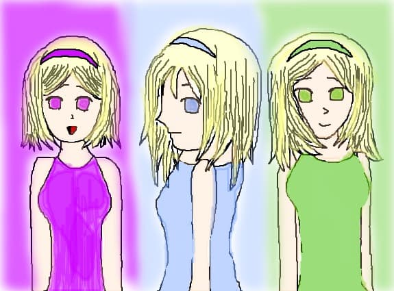 sisters purple,blue and green