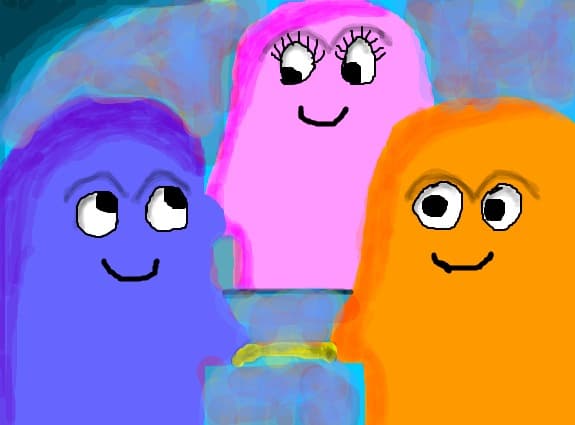 blue, pink si orange fac cercul culorilor cu sfoara galbena