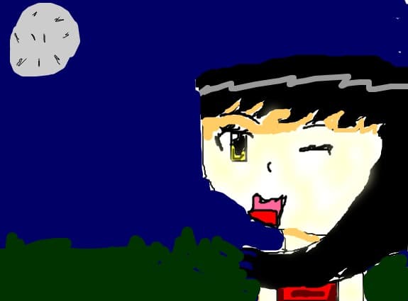 O fata anime  in natura noaptea