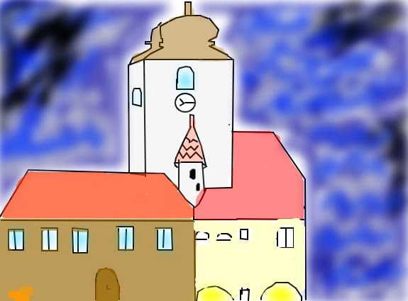 am desenat turnul olarilor din scumpul meu oras in care locuiesc este vorba de sibiu
