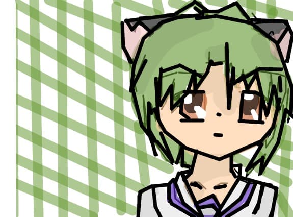 anime neko girl green