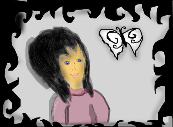 anime..girl and butterfly