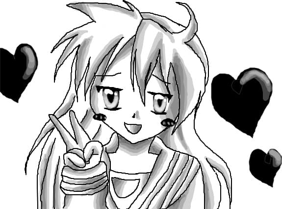 Anime girl (alb &amp; negru)