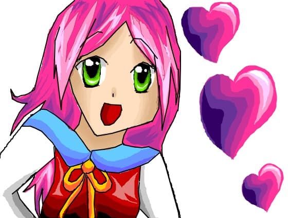 Anime girl ^O^ violet, pink, blue