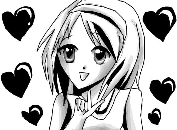 Anime girl black&amp;white