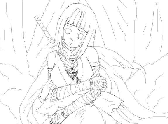 Hinata into the forest..... sad and upset.....