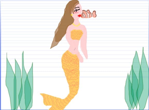 mermaid kiss with fish