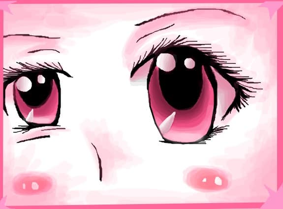 Pink anime eyes :)) Yuck !! ke uratzeniee!