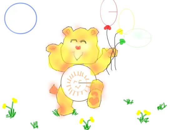 A little, happy, cute and yellow bear