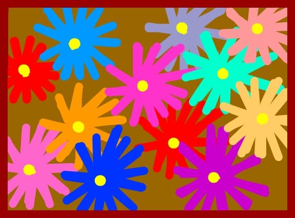 Un tablou plin de flori multicolore