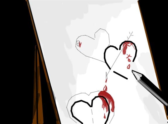 Drawing bloody hearts