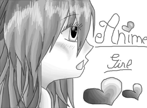 Anime girl white &amp; black