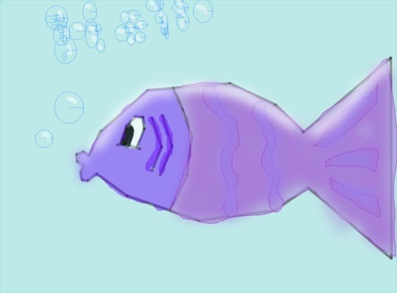 Hello! I\'m a little and purple fish!