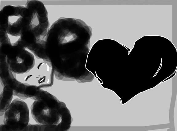 black girl and black and withe  heart