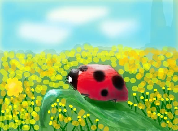 buburuza iubeste o floare