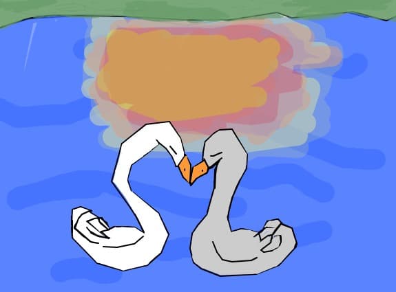 doua lebede pe lac