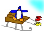 Un pinguin pe sanie