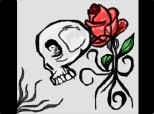 skull and rose