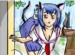 anime girl blue neko...primul meu desen